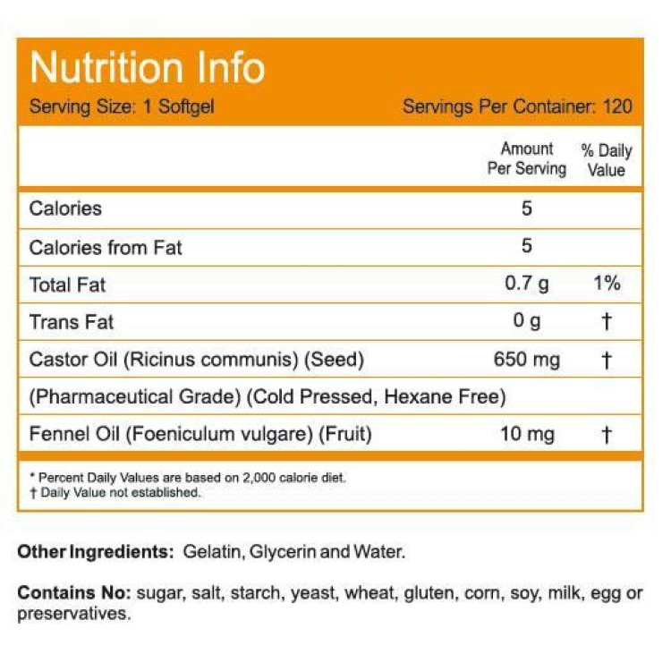 CASTOR OIL NOW FOODS 650mg 120sgels