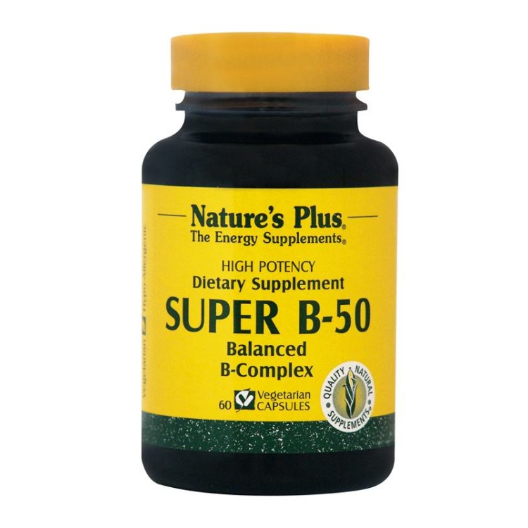 VITAMIN B-COMPLEX (SUPER B-50 BALANCED B-COMPLEX) NATURE'S PLUS 60vcaps